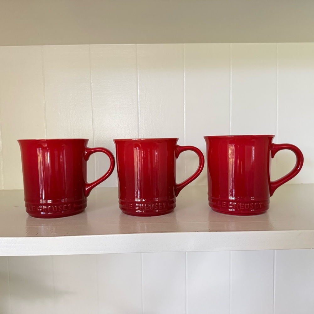 Le Creuset Red Stoneware Mugs - Set of 3